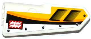 Lego Technic, Panel Fairing #21 Very Small Smooth, Side B with Air Intakes, 'NO STEP' and Yellow, Orange and White Stripes Pattern (Sticker) - Set 42044