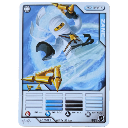 Lego Trading Card, Ninjago Deck #1: 8 - Zane - North American Version