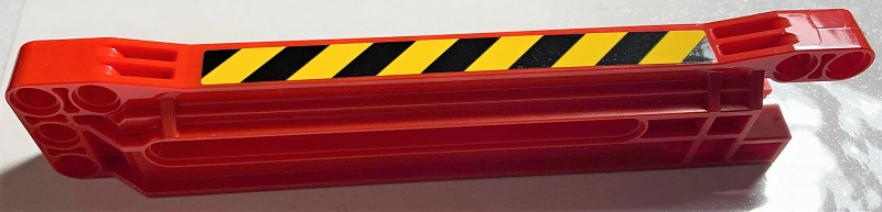 Lego Technic, Gear Rack 1 x 14 x 2 Housing with Black and Yellow Danger Stripes Pattern 1 (Sticker) - Set 42070
