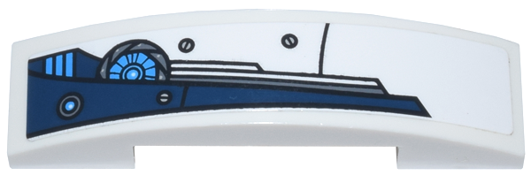 Lego Slope, Curved 4 x 1 x 2/3 Double with Dark Blue Stylized Wing Pattern Model Right Side (Sticker) - Set 70007