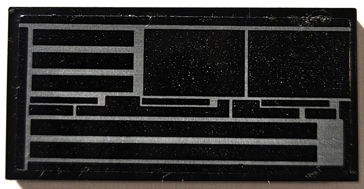 Lego Tile 2 x 4 with SW Inquisitor Transport Scythe Hull Plates with Dark Bluish Gray Lines Pattern Model Right Side (Sticker) - Set 75336 / Black