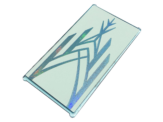 Lego Glass for Window 1 x 4 x 6 with Metallic Light Blue Ice Crystals, Arch and Shards Pattern (Sticker) - Set 43197