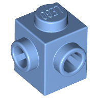 Lego Brick Special 1 x 1 with Studs on 2 Adjacent Sides / Medium Blue