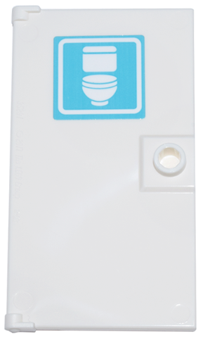 Lego Door 1 x 4 x 6 with Stud Handle with Medium Azure and White Toilet Sign Pattern (Sticker) - Set 71799