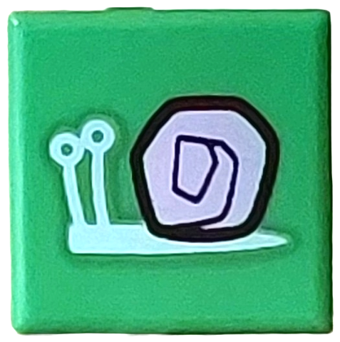 Lego Tile 1 x 1 with Light Aqua Snail with Bright Pink and Dark Red Shell Pattern (SpongeBob SquarePants Gary)