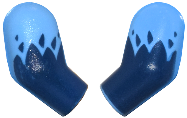 Lego Arm, (Matching Left and Right) Pair with Dark Blue Feathers Pattern / Medium Blue