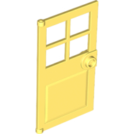 Lego Door 1 x 4 x 6 with 4 Panes and Stud Handle / Bright Light Yellow