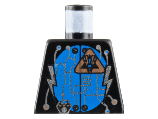 Lego Torso Space Insectoids Silver Circuitry, Lightning Bolts over Blue Circle Pattern / Black