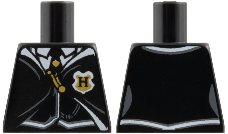 Lego Torso Harry Potter Uniform over Black Vest with Gold Emblem with 'H' Pattern / Black