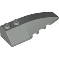 Lego Brick Wedged, Curved 6 x 2 Right, Inner Ridges / Light Gray