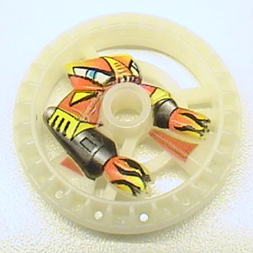 Lego Technic Disc 5 x 5 Notched, Flame with Robot Print / Glow In Dark Opaque