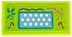 Lego Tile 1 x 2 with Accordion, White Dots, Leaves, Sun and Wavy Lines Pattern (Sticker) - Set 43215