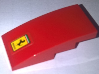 Lego Slope, Curved 4 x 2 with Ferrari Logo Pattern (Sticker) - Set 10248 / Red
