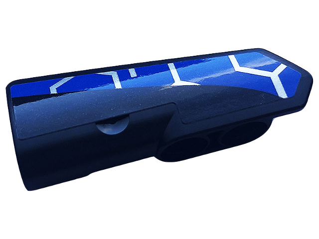 Lego Technic, Panel Fairing #22 Very Small Smooth, Side A with Black, Silver and Blue Race Pattern (Sticker) - Set 42123 / Black
