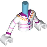 Lego Minidoll Torso Boy with White Arms and Hands with White Jacket, Bright Light Orange Collar, Dark Purple/Bright Pink Trim, Medium Azure Pendant print