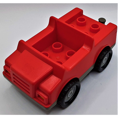 Lego Duplo Car with 2 x 2 Studs and Dark Gray Base, Silver Hubs / Blue