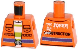 Lego Torso Batman Safety Vest with 'THE JOKER DESTRUCTION' Pattern / Orange