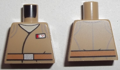 Lego Torso SW Jacket with Resistance Army Major Rank Badge and Medium Nougat Belt Pattern / Dark Tan