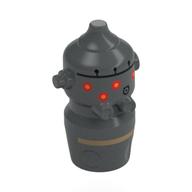 Lego Droid Head, IG-11 with Red/Yellow "Eyes", Dark Tan, Black Stripes print / Dark Bluish Gray