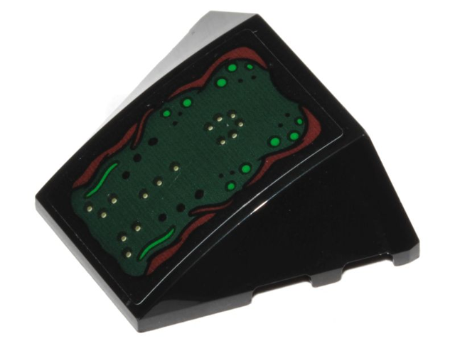 Lego Wedge 4 x 3 Triple Curved No Studs with Dark Green Slime, Dark Brown and Green Lines, Black, Green and White Dots Pattern (Sticker) - Set 76207