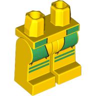 Lego Hips and Yellow Legs with Green Coat Ends, Stripes Print / Yellow