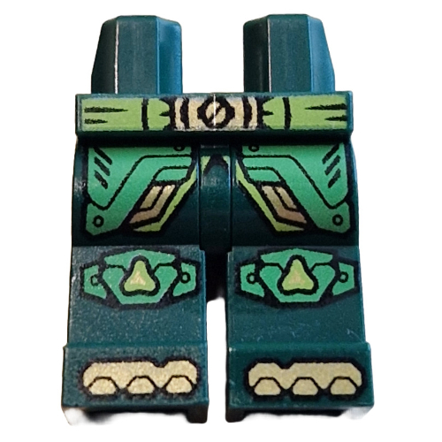Lego Hips and Dark Green Legs with Lime Belt, Gold Belt Buckle, Toes, Bright Green Robe Ends, Knee Pads print