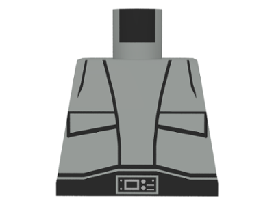 Lego Torso SW Pocket-Vest and Techno-Buckle Pattern (Lobot) / Light Gray