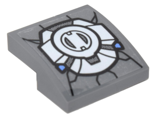 Lego Slope, Curved 2 x 2 x 2/3 with Silver Mask Mouthpiece Pattern (Sticker) - Set 76051 / Dark Bluish Gray