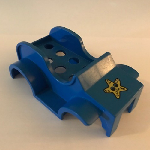 Lego Duplo Car Body (Old Style) with Starfish Print / Blue