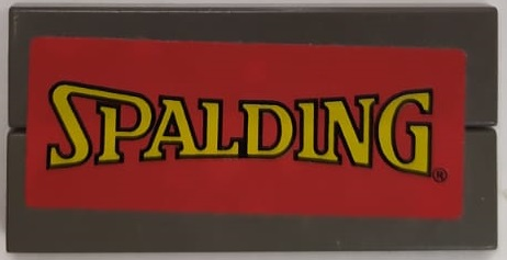 Lego Stickered Assembly 4 x 2 with Yellow 'SPALDING' on Red Background Pattern (Sticker) - Set 3432