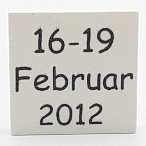 Lego Tile 2 x 2 with '16-19 Februar 2012' Print / White