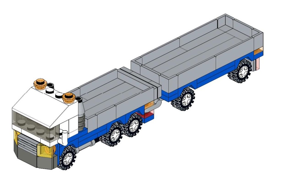 Lego Vrachtwagen lang + trailer, Long truck with trailer