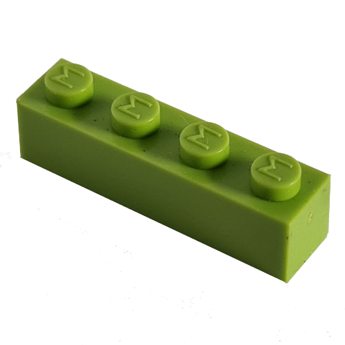 Lego Modulex Brick 1 x 4 with M on Stud / Modulex Pastel Green