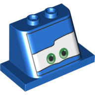 Lego Windscreen 2 x 3 x 2 with 2 x 4 Base with Green Eyes on White Background, Low Brows Print (Ivan Mater)