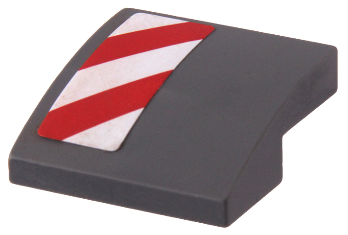Lego Slope, Curved 2 x 2 x 2/3 with Red and White Danger Stripes Pattern Model Left Side (Sticker) - Set 60073