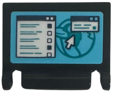 Lego Minifigure, Utensil Book Cover with Medium Azure Computer Screen with Bird Logo, 2 Windows and White Cursor Arrow Pattern (Sticker) - Set 42656
