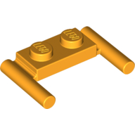 Lego Plate Special 1 x 2 with Handles [Flat Ends / Low Attachment] / Bright Light Orange