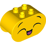 Lego Duplo Brick 2 x 4 x 2 Rounded Ends with Happy Face, Open Mouth, Closed Eyes Print / Yellow