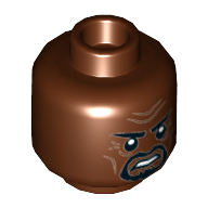 Lego Minifig Head Aaron Cash, Dual Sided, Eyebrows, Goatee, Firm Grin / Tense Print [Hollow Stud] / Reddish Brown