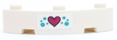 Lego Brick, Round Corner 4 x 4 Macaroni with 3 Studs with Magenta Heart and Medium Azure Dots Pattern (Sticker) - Set 41373