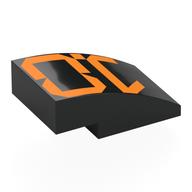 Lego Brick Curved 3 x 2 No Studs with Digital Orange '1.0' Print