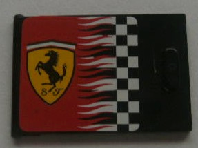 Lego Container, Cupboard 2 x 3 x 2 Door with Checkered Flag and Ferrari Logo Pattern Left (Sticker) - Sets 8654 / 8672