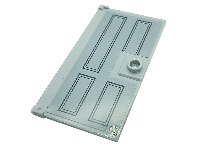 Lego Door 1 x 4 x 6 with Stud Handle with 4-Panel Door Pattern (Sticker) - Set 21328 / Light Bluish Gray