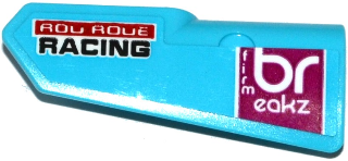 Lego Technic, Panel Fairing #22 Very Small Smooth, Side A with 'ROU ROUE RACING' and 'firm breakz' Pattern (Sticker) - Set 42050
