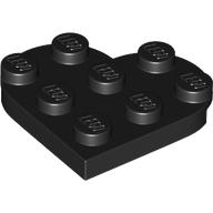 Lego Plate Angled 3 x 3 with Heart Shape / Black