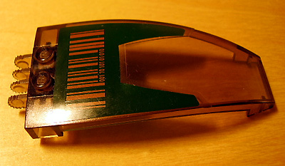 Lego Windscreen 8 x 4 x 2 Curved Taper with Dual 2 Fingers, Barcode Pattern (Sticker) - Set 7707 / Trans-Brown