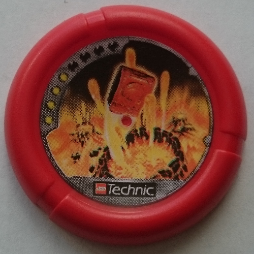 Lego Large Figure Throwing Disk, Torch / Fire, 4 Pips, Flying Box Over Volcanoes Print