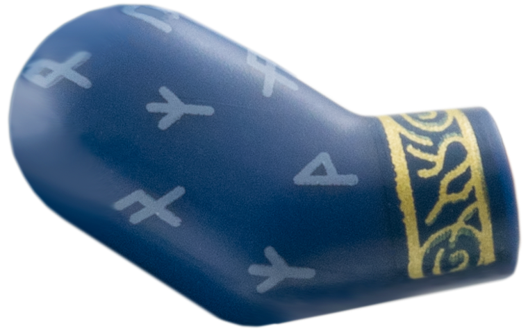 Lego Arm, Right with Sand Blue Runes, Gold Cuff Pattern / Dark Blue