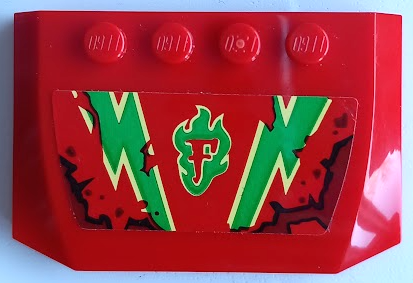 Lego Wedge 4 x 6 x 2/3 Triple Curved with Capital Letter F, Oil Stains, Bright Green and Bright Light Yellow Lightning Pattern (Sticker) - Set 70421
