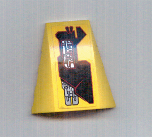 Lego Wedge 4 x 4 Triple Curved No Studs with Silver and Red Circuitry Pattern Model Right (Sticker) - Set 7721 / Yellow